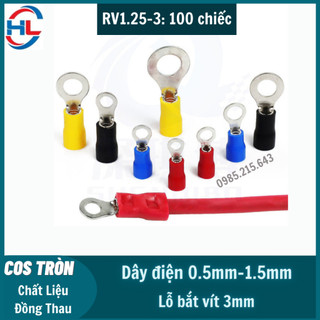 100 Đầu cos tròn RV1.25-3, đầu cos tròn, cos chữ o, RV1.25-3