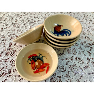 Chén chấm/ chén tương/ chén mắm - vẽ gà trống cổ xưa