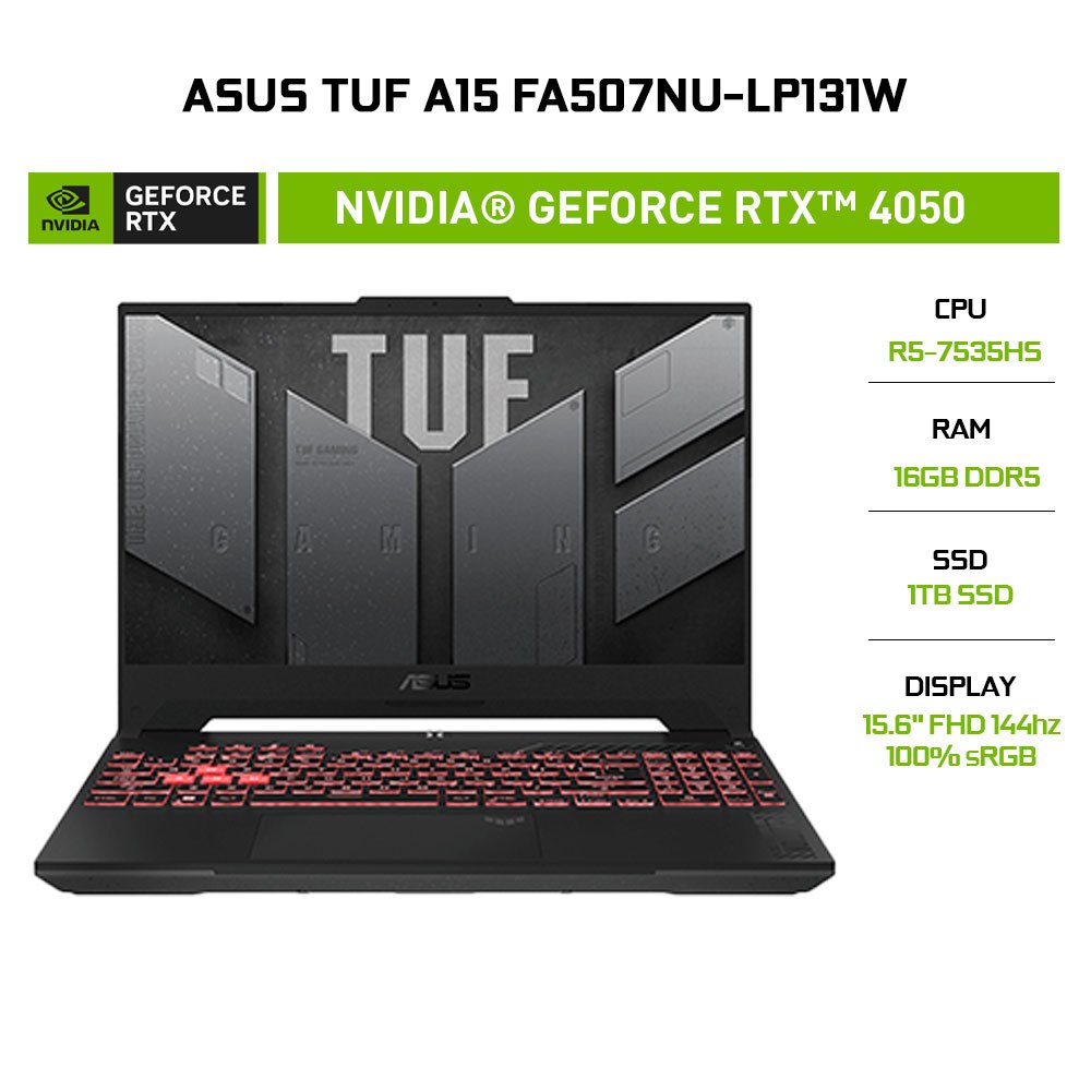 Laptop ASUS TUF Gaming A15 FA507NU-LP131W R5-7535HS | 16GB | 1TB | RTX™ 4050 6GB