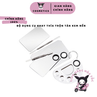 Bộ Dụng Cụ Khay Thìa Trộn Tán Kem Nền Bằng Thép Chính Hãng Chống Gỉ Dễ Vệ Sinh