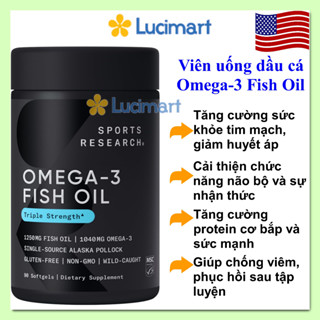 Viên uống dầu cá Omega-3 Fish Oil Sports Research [Hàng Mỹ]