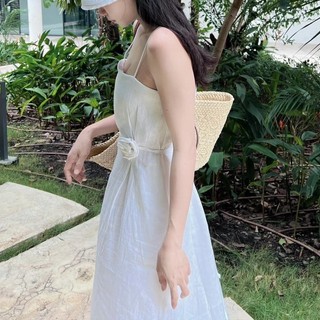 ĐẦM MAXI LINEN 2 DÂY KÈM HOA - DA3144