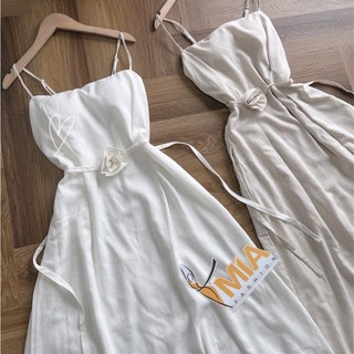 ĐẦM MAXI LINEN 2 DÂY KÈM HOA - DA3144
