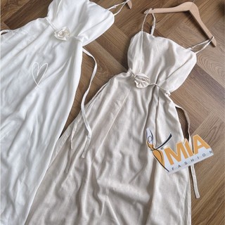 ĐẦM MAXI LINEN 2 DÂY KÈM HOA - DA3144