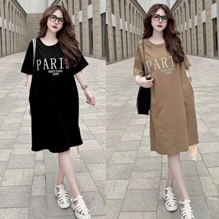 Đầm suông dài , váy suông bầu chất cotton Gemmy House in hình Paris new