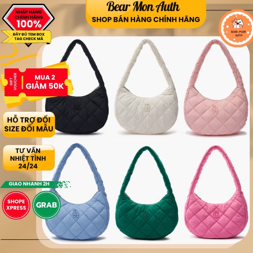 Túi Đeo Vai MLB Padded quilted medium hobo bag New York Yankees Boston Red Sox LA Dodgers Cleveland 
