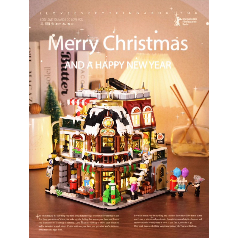 COMBO bộ lắp ráp mô hình nhà giáng sinh Christmas Cafe và nhà tết