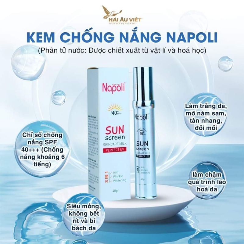 Kem Chống Nắng Phân Tử Nước Napoli - Hải Âu Việt [Chính Hãng]
