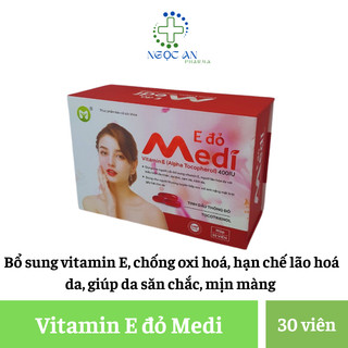 Vitamin E đỏ hộp 30 viên, tinh dầu thông đỏ, hỗ trợ chống oxy hóa, hạn chế lão hóa, bảo vệ, làm đẹp da