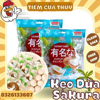 500g kẹo dừa sakura - kẹo dừa giòn - kẹo dừa cứng nhật bản - kẹo dừa hình trái dừa, tiệm ăn vặt thuỳ bùi