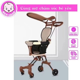 Xe Đẩy Gấp Gọn Du Lịch Có Mái Che Kèm Đệm Cho Bé/ Xe Đẩy Đảo Chiều Gấp Gọn