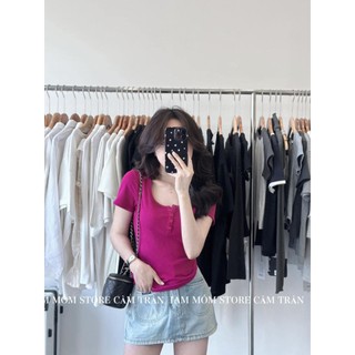 áo thun tăm ngắn tay cổ tròn, dành cho nữ mặc mùa hè