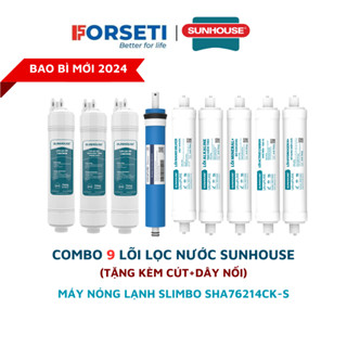 Trọn bộ 9 lõi lọc cho máy lọc nước RO nóng lạnh Sunhouse Slimbo SHA76214CK-S, SHA76215CK