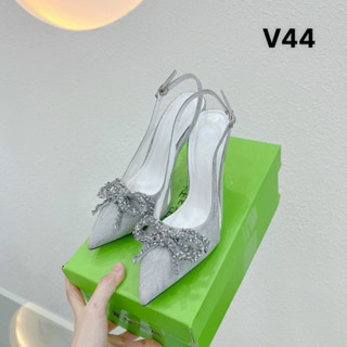 Giày cao gót 7 phân kim tuyến phối mika đính nơ, giày cưới cô dâu 7 phân N-BĐ95