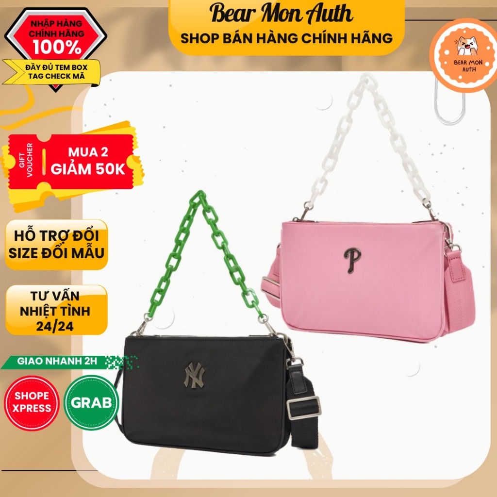 Túi MLB Chainstrap Nylon Crossbody Bag Philadelphia Phillies 3Acrm023N Màu Hồng Và Đen