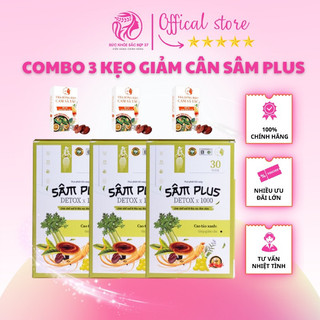 Combo 3 kẹo Sâm Plus Detox x1000 và trà Hồng đào cam sả tắc