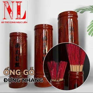 Ống nhang gỗ vẽ tre Việt Nam