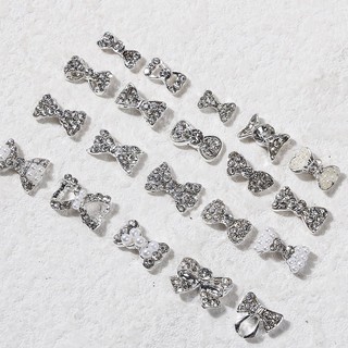 Charm nơ bạc đá giá rẻ đính móng