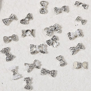 Charm nơ bạc đá giá rẻ đính móng