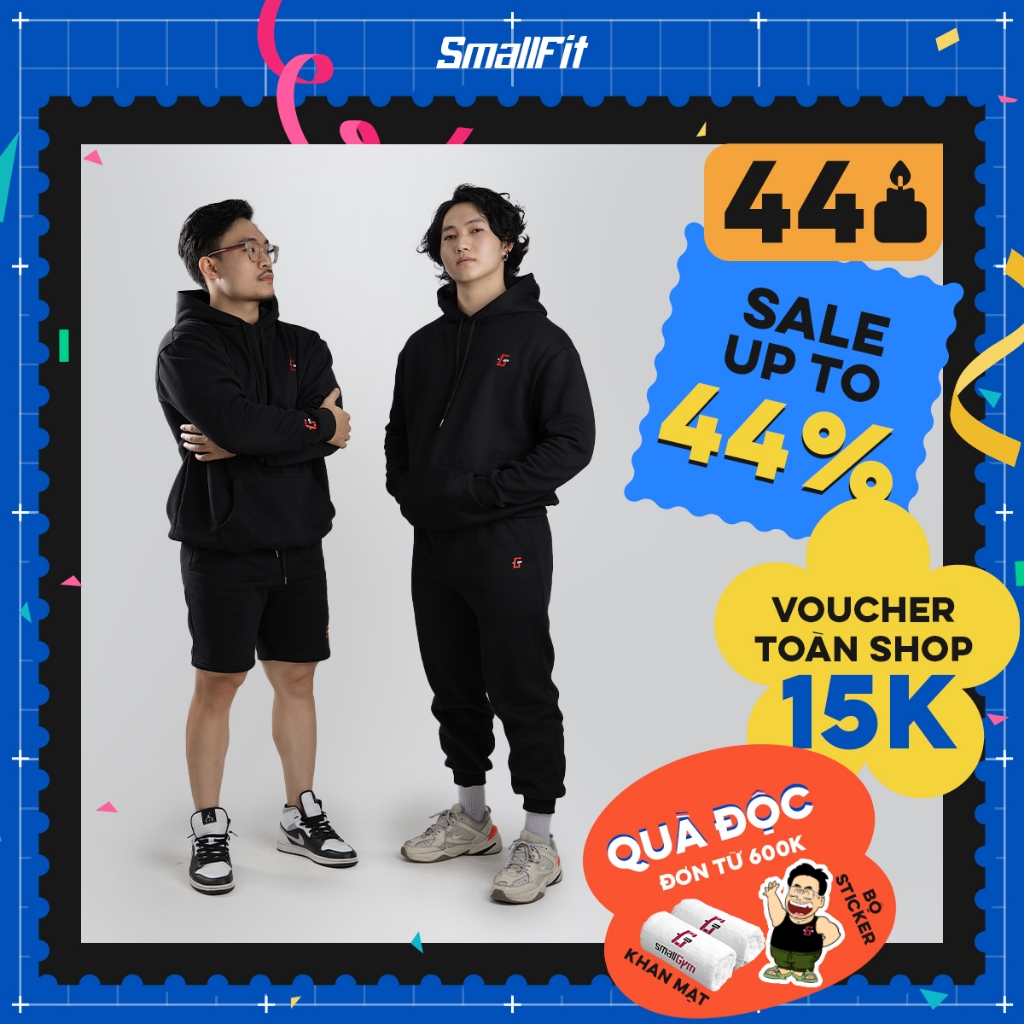 Set Hoodie Jogger Thêu Logo SmallGym Nỉ Bông 2023F/W