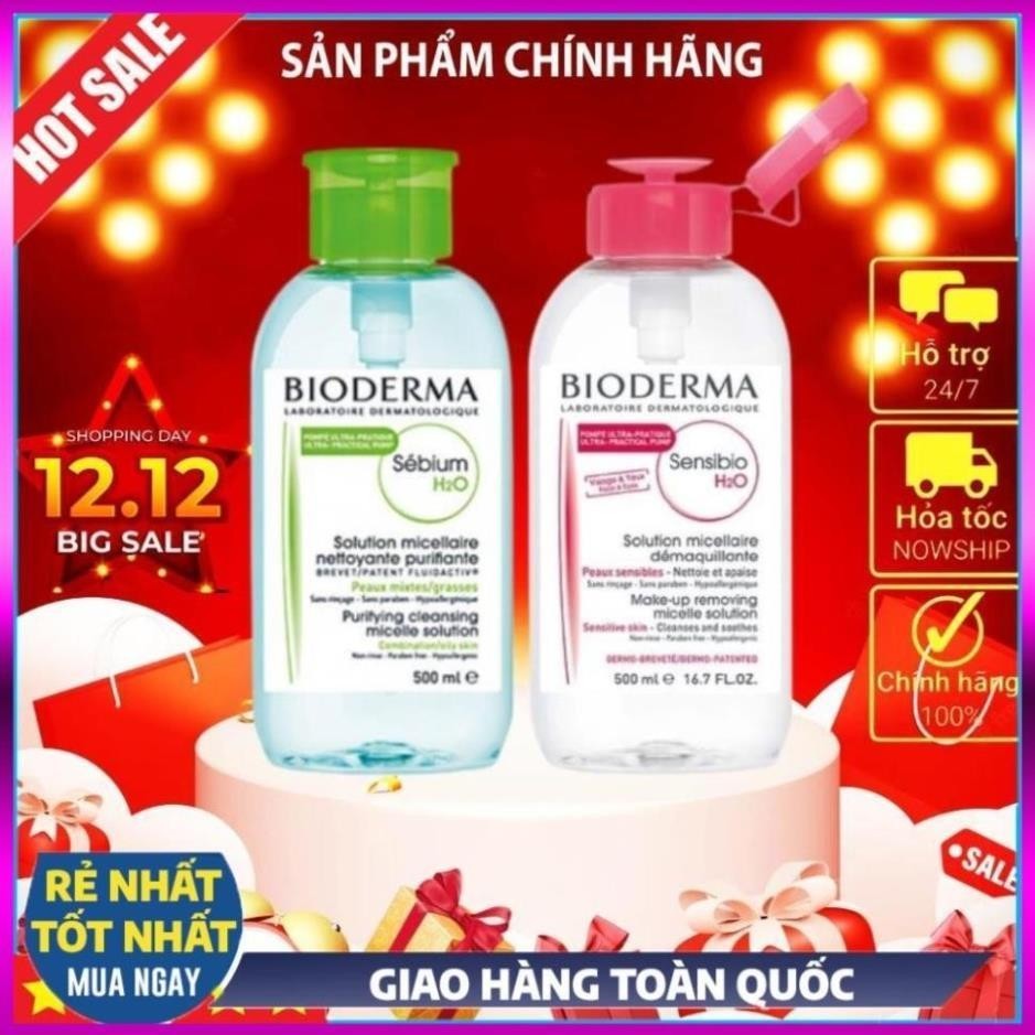 Nước tẩy trang bioderma 500ml nắp nhấn