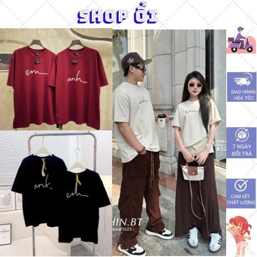 Áo Thun Cặp Nam Nữ, Áo Phông Đôi Nam Nữ Thêu chữ ANH EM