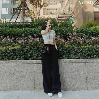 quần ống suông dập ly freesize