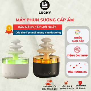 Máy Phun Sương Tạo Ẩm Không Khí Hình Nấm DELADEP, Tạo Tiếng Mưa Rơi, Xông Tinh Dầu, Đèn Led Nhiều Màu