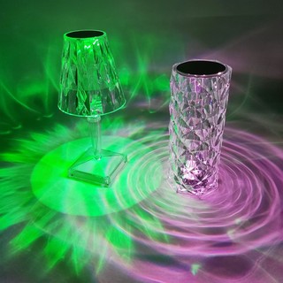  Đèn màu pha lê cảm ứng đèn ngủ kim cương LED đèn ngủ acrylic trang trí nhà đèn ngủ pale 16 màu 