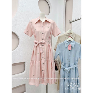 (NH) Váy sơmi linen xuông thêu hoa