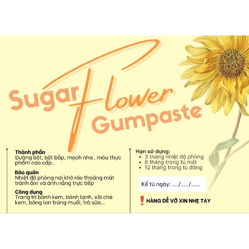 Hoa nhiều màu bằng gumpaste hộp 60g 50c hoa đk 2cm