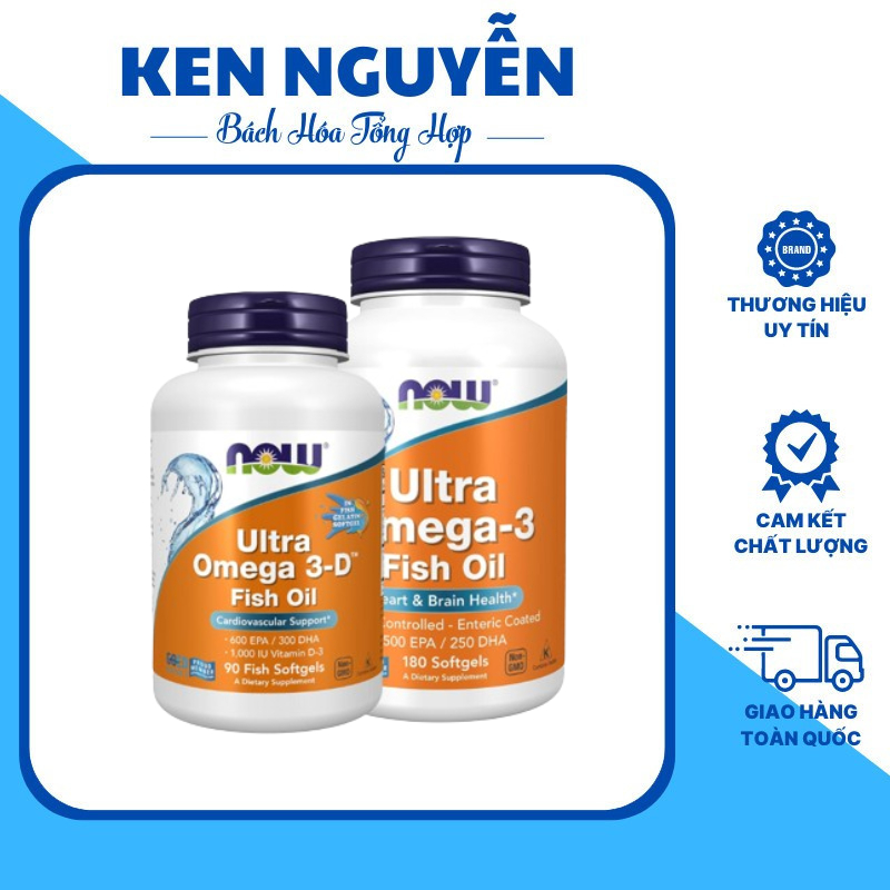 Now Ultra Omega 3 Giúp Đẹp Da Chống Lão Hóa Sáng Mắt Dầu Cá Omega3 Fish Oil NOW Omega 3 Từ Mỹ (180 Viên, 90 Viên)