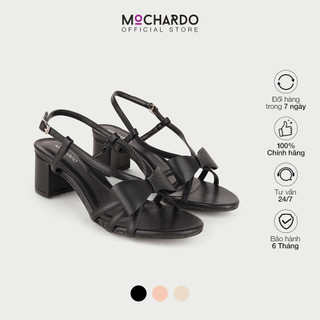 Giày Sandal Cao Gót Nữ MOCHARDO MC.49 Quai Ngang Đính Nơ Gót Vuông 5cm -   Hàng chính hãng