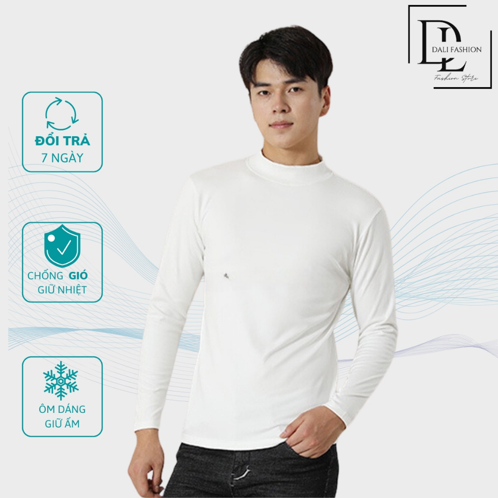 [HOT TREND] Áo giữ nhiệt nam dài tay DaLi, áo thu đông cho nam cổ 3 phân lót bông mỏng