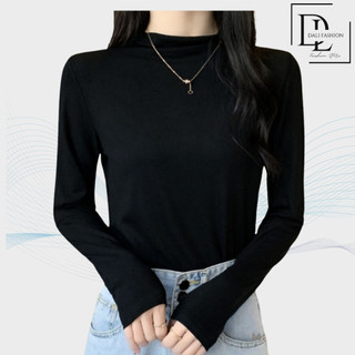 Áo giữ nhiệt nữ cổ lọ 3 phân nỉ lót lông tay dài, áo thun nhiều màu dễ phối đồ DaLi