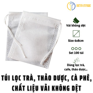 Set 100 chiếc túi lọc trà, cà phê 6*8cm, 7*9cm dùng 1 lần có dây rút bằng vải không dệt, có thể hàn nhiệt được