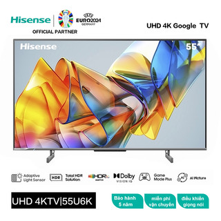 Hisense ULED Google Tivi  55 inch 4K Quantum Dot HDR 55U6K Dolby Vision Atmos Smart Tivi cao cấp-miễn phí vận chuyển