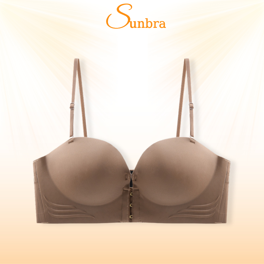 Áo Ngực Không Dây Cài Trước Đệm Dày 5cm Siêu Nâng Ngực Bản To Che Mỡ Thừa Kèm Dây Vai SUNBRA 946