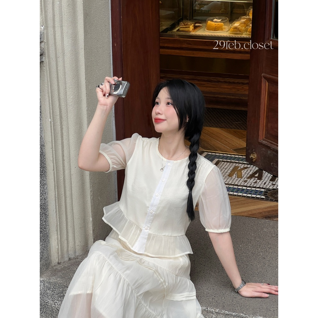 Set Áo Ngắn Tay Kèm Chân Váy Tầng Dáng Dài Xòe Nhẹ Nhàng Sang Chảnh Chất Tơ Sần - 29feb.closet - S166 | BigBuy360 - bigbuy360.vn