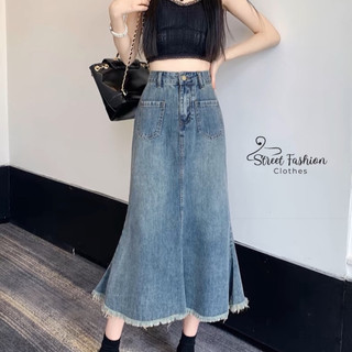 Chaan váy bò đuôi cá phối viền tua rua phong cách trẻ trung, tôn dáng