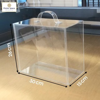 Hộp cắm hoa mica trong suốt dạng vali 30 x 15 x 26