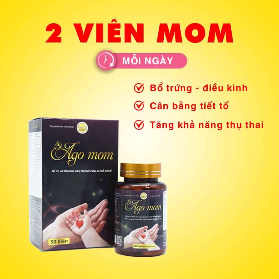 Ago Mom tăng thụ thai, dày niêm mạc chống lưu sảy, vô sinh hiếm muộn do buồng trứng đa nang (50 viên)