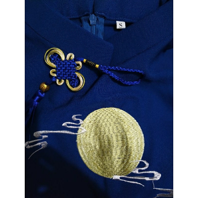 Áo dài nam màu xanh cổ vịt size S