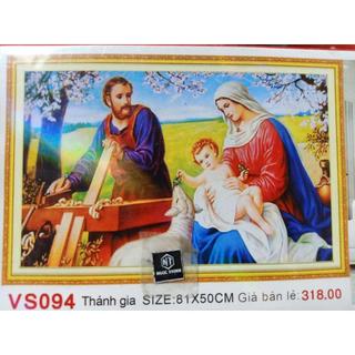 Tranh đính đá gia đình thánh gia kích thước 80x50cm- chưa đính