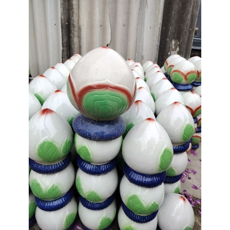 Búp sen, hoa sen sứ, gắn mộ, tường rào, trụ cổng gốm sứ Bát Tràng