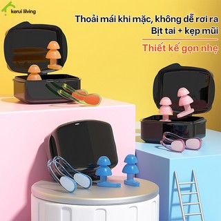 Bịt tai kẹp mũi bằng silicon BUNA mềm mại thoải mái khi bơi lội, bịt tai chống ồn, bịt tai kẹp mũi