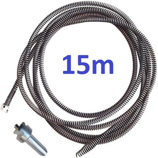 Dây thông cống lò xo phi 10 dài 15m + 1 đầu kết nối chuyên dùng đánh đường ống phi 40 trở xuống