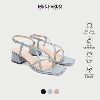 Giày Sandal Nữ MOCHARDO MC.3 Mũi Vuông - Da Vân Phối Quai Mảnh Xỏ Ngón Đế Trụ  4cm