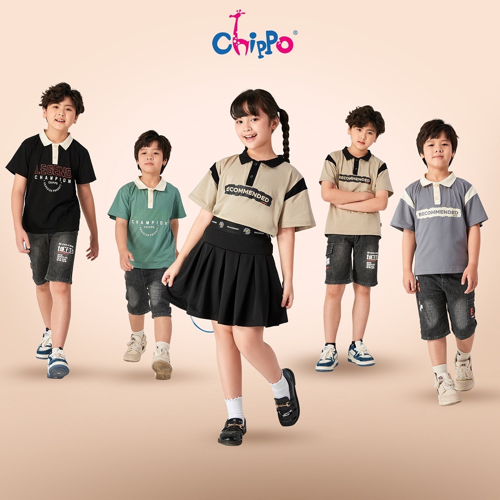 Áo Polo trẻ em Chippo chất liệu Cotton thoáng mát cho bé từ 7 đến 12 tuổi (22-40Kg)