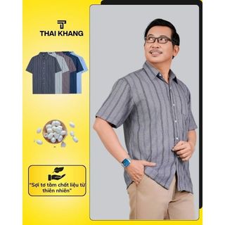 Áo sơ mi nam trung niên THÁI KHANG vải đũi cao cấp mềm mát ADUI15
